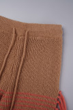Pantaloni patchwork convenzionali a vita alta regolari con nappe patchwork casual rosso marrone