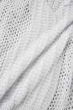 Белые сексуальные однотонные выдолбленные уздечки с прозрачной уздечкой и круглым вырезом с длинными рукавами из двух частей