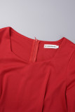 Rote, elegante, einfarbige, lockere Jumpsuits mit asymmetrischem Kragen und Patchwork