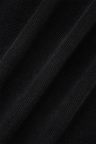 ブラック カジュアル ソリッド パッチワーク ジッパー カラー ロングスリーブ ツーピース