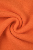 Oranje Casual Solid Patchwork V-hals Lange mouw Tweedelige stukken