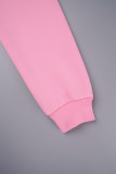 Set tre pezzi rosa casual solido basic con colletto con cappuccio a maniche lunghe