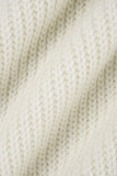 Witte elegante effen patchwork top met V-hals en split