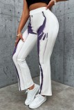 Weiße, lässig bedruckte Basic-Hose mit normaler hoher Taille und konventionellem Positionsdruck