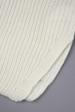 Witte elegante effen patchwork top met V-hals en split