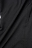 Черный сексуальный однотонный пэчворк с застежкой-молнией и круглым вырезом с длинным рукавом из двух частей
