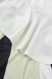 Robes de jupe crayon blanches à imprimé patchwork fendu O cou