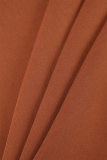 Braune Prominente, solide Patchwork-Abendkleider mit Schleife, Reißverschluss und O-Ausschnitt