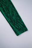 Grön Sexig Solid Patchwork Zipper O Neck Vanliga Jumpsuits