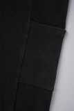 ブラック カジュアル ソリッド パッチワーク ジッパー カラー ロングスリーブ ツーピース