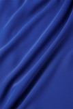 Dolcevita patchwork solido blu elegante manica lunga due pezzi