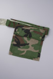 Camouflage Street Camouflage imprimé Patchwork poche boutons col rabattu sans manches deux pièces