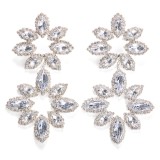 White Casual Party Patchwork Rhinestone Earrings