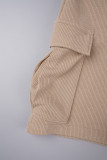 Хаки Street Однотонный Узкий комбинезон с карманами и молнией в стиле пэчворк с круглым вырезом