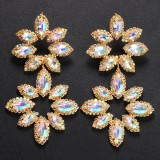White Casual Party Patchwork Rhinestone Earrings