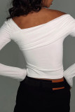 White Sexy Solid Patchwork Off the Shoulder Tops