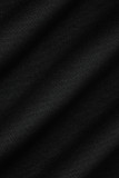 Черный Повседневный принт Стандартный Воротник с капюшоном Длинный рукав Из двух частей