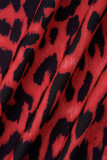 Café Casual Estampa Leopard Patchwork Turndown Collar Vestidos Irregulares