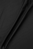 Vestidos de falda lápiz con cuello en O y taladro caliente de retales lisos elegantes negros