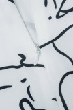 Белые повседневные лоскутные комбинезоны с полукруглым воротником и принтом в стиле пэчворк