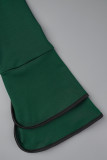 Grönt sexigt rutigt lapptäcke utan bälte O-hals Pennskjolklänningar (inget bälte)