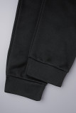 Due pezzi manica lunga colletto con cappuccio basic stampa casual nero