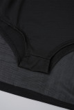 Zwart sexy casual effen uitgehold frenulum backless strapless skinny romper