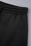 Due pezzi manica lunga colletto con cappuccio basic stampa casual nero