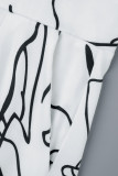 Белые повседневные лоскутные комбинезоны с полукруглым воротником и принтом в стиле пэчворк