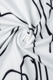 Weiße, lässig bedruckte, halblange Rollkragen-Jumpsuits im Patchwork-Stil