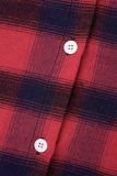 Schwarz-rote, lässige, karierte Patchwork-Reißverschluss-Rollkragenpullover-Kleider mit langen Ärmeln