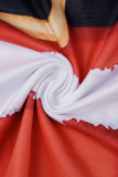 Robe gilet basique à imprimé décontracté rouge foncé, col en U
