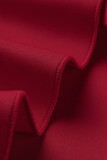 Robe de soirée rouge, Patchwork solide, avec ceinture, col en V, irrégulière, robes de grande taille