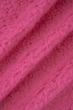 Cárdigan liso informal rojo rosa