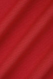 Vermelho Casual Sólido Patchwork Gola Oblíqua Saia Lápis Plus Size Vestidos