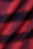 Robes décontractées à manches longues et col roulé avec fermeture éclair et patchwork à carreaux noir et rouge