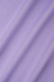 Pantalon imprimé décontracté basique taille haute taille haute imprimé violet