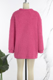 Rose Red Casual Solid Cardigan Outerwear