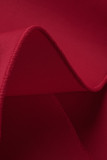 Robe de soirée rouge, Patchwork solide, avec ceinture, col en V, irrégulière, robes de grande taille