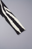 Stripe Casual Print Backless Half A Turtleneck Skinny Jumpsuits