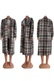 Green Casual Plaid Print Cardigan Shirt Collar Outerwear (Subject To The Actual Object)