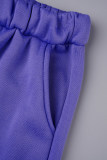 Синий Повседневный Однотонный Базовый Воротник с капюшоном Длинный рукав Из двух частей
