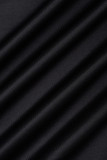 ブラック カジュアル プリント ベーシック シャツカラー 長袖 ドレス