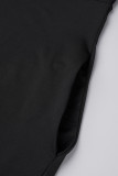 Zwarte casual effen patchwork jumpsuits met V-hals en grote maten