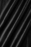 Calças pretas casuais sólidas básicas justas justas cintura alta convencionais