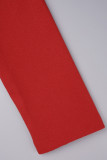 Casaco vermelho casual sólido com gola mandarim