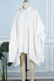 Robes décontractées blanches à col de chemise en patchwork uni