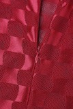 Robe longue à col roulé et couleur unie, sexy et décontractée, rouge