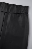 Calça preta casual sólida básica skinny cintura alta lápis cor sólida
