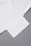 White Casual Solid Patchwork Shirt Collar Irregular Dress Dresses